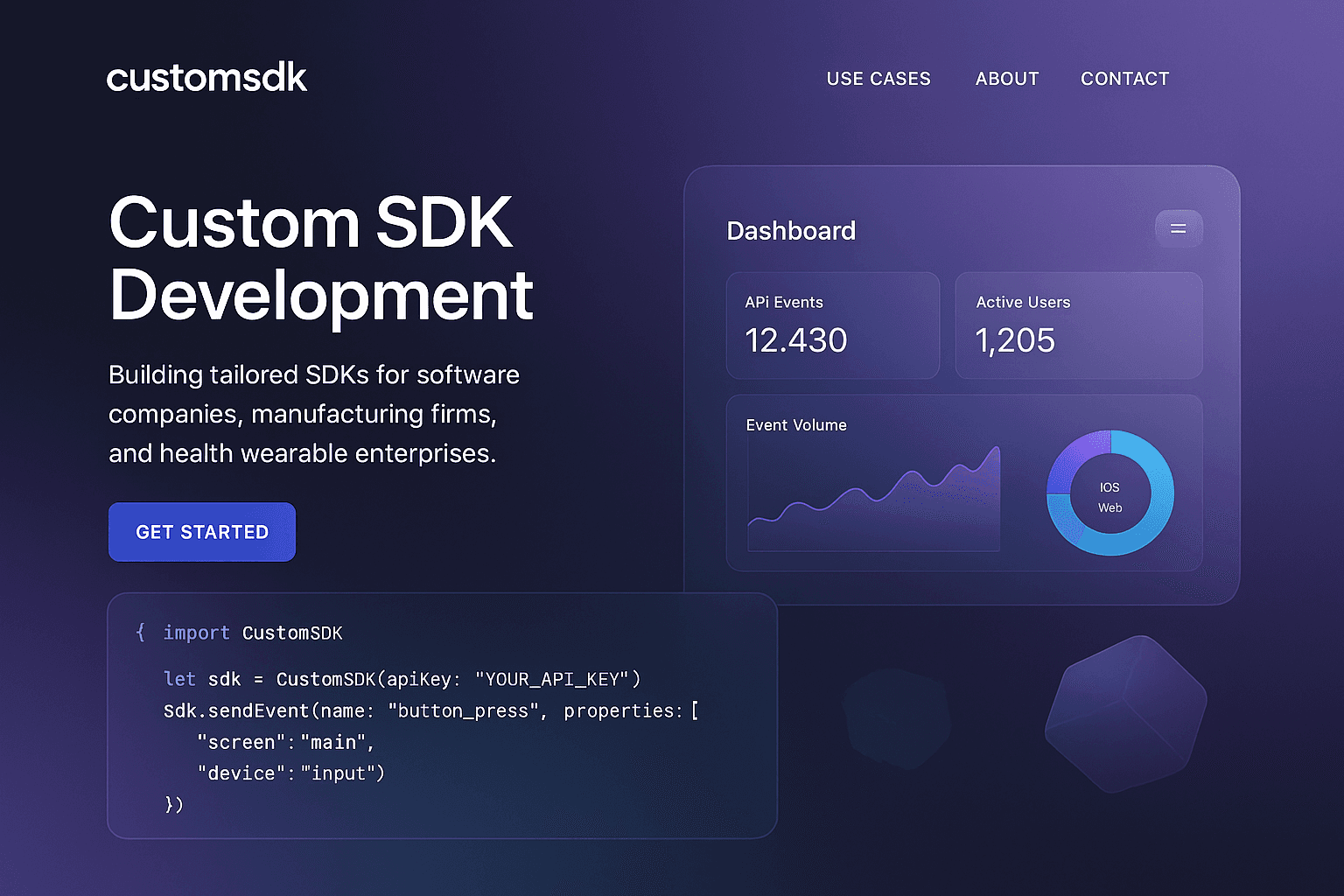 customsdk.com website mockup